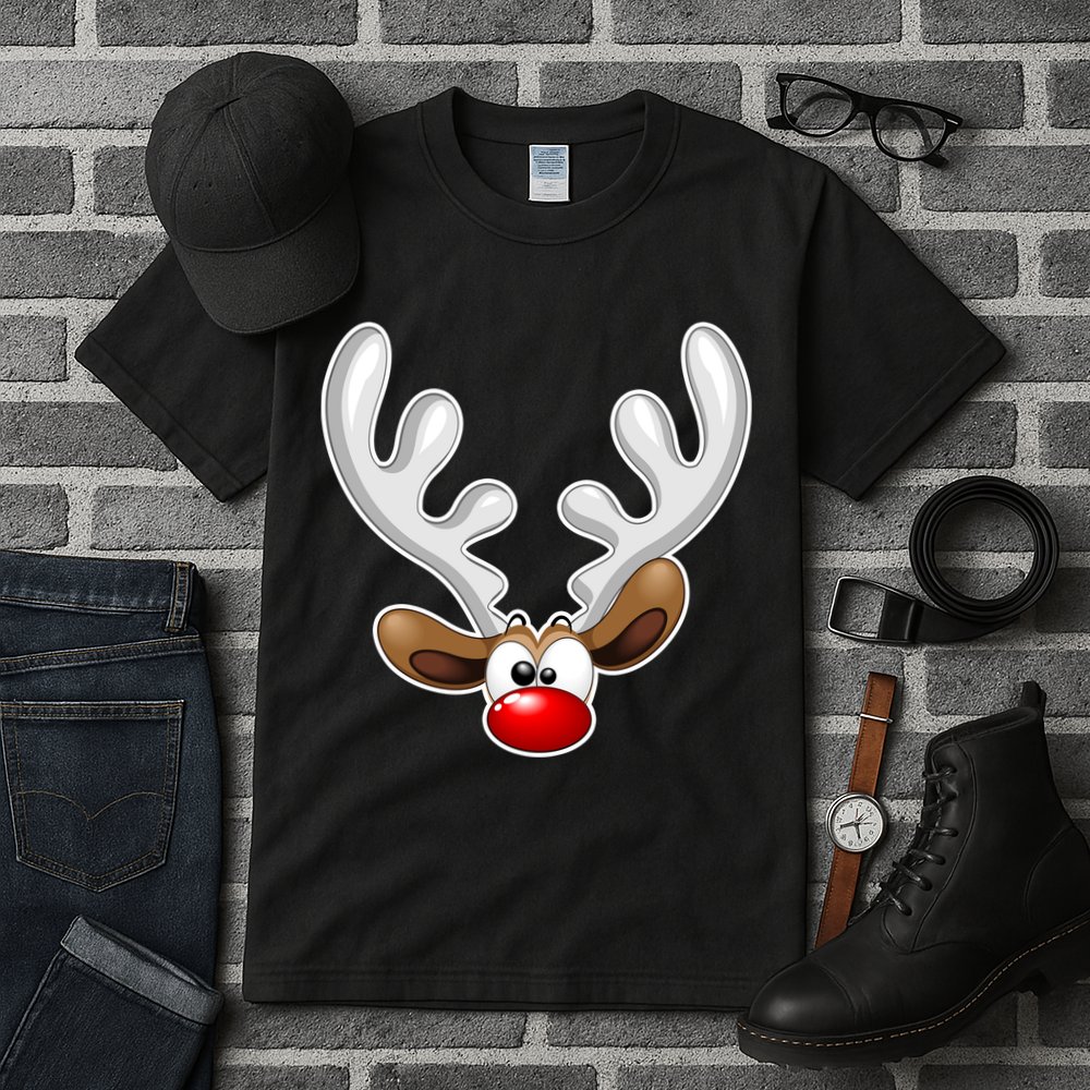 Christmas Red Nose Reindeer Face  Tall T-Shirt