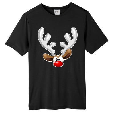 Christmas Red Nose Reindeer Face  Tall Fusion ChromaSoft Performance T-Shirt