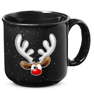 Christmas Red Nose Reindeer Face  15oz Campfire Ceramic Mug