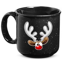 Christmas Red Nose Reindeer Face  15oz Campfire Ceramic Mug