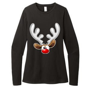 Christmas Red Nose Reindeer Face  Womens CVC Long Sleeve Shirt