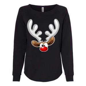 Christmas Red Nose Reindeer Face  Womens California Wash Sweatshirt