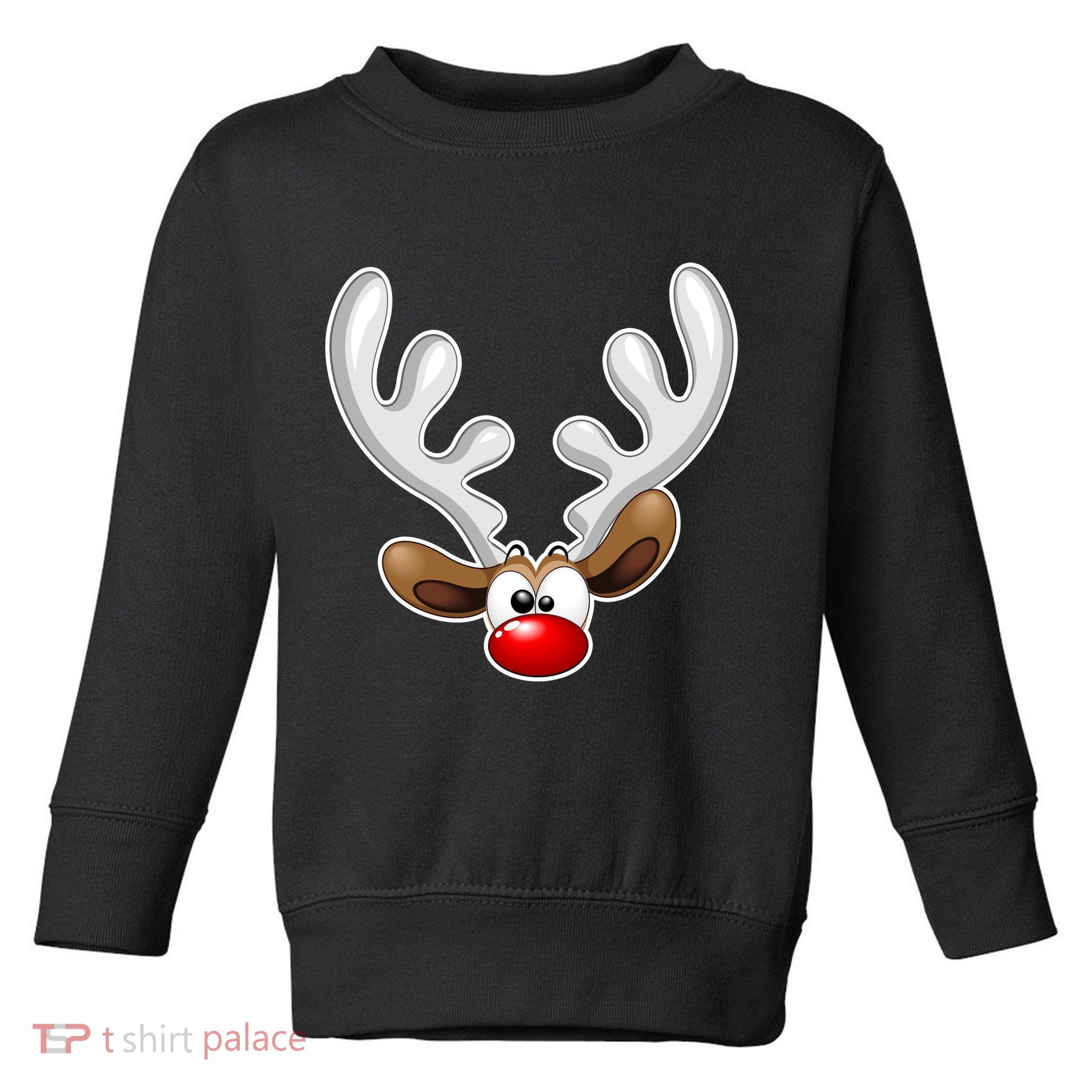 Christmas Red Nose Reindeer Face  Toddler Sweatshirt