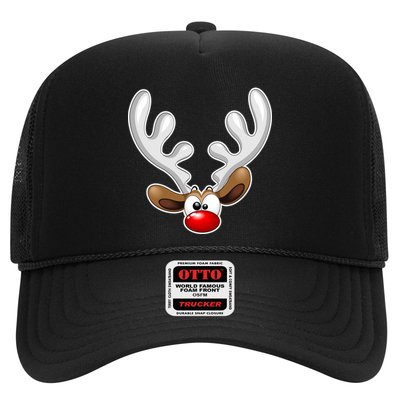 Christmas Red Nose Reindeer Face  Trucker Hat
