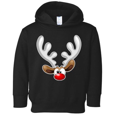 Christmas Red Nose Reindeer Face  Toddler Hoodie