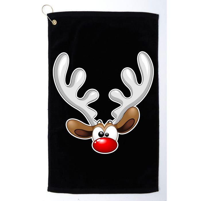 Christmas Red Nose Reindeer Face  Golf Towel
