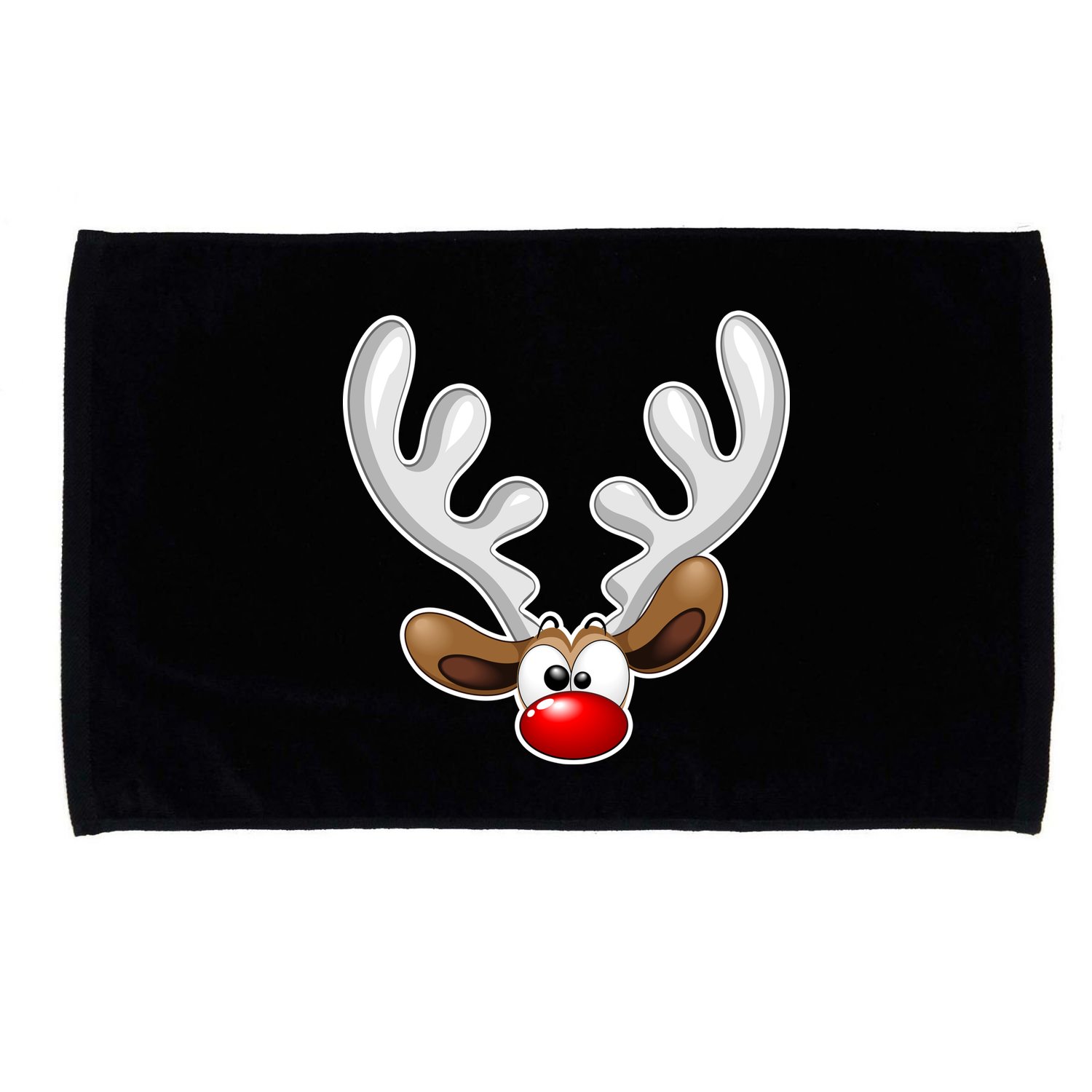Christmas Red Nose Reindeer Face  Microfiber Hand Towel