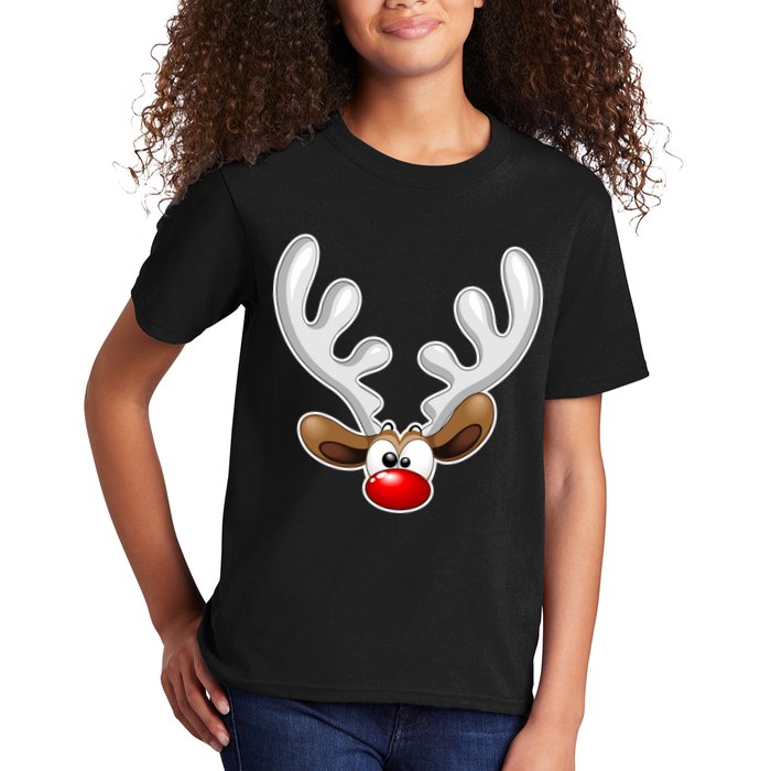 Christmas Red Nose Reindeer Face  Kids T-Shirt