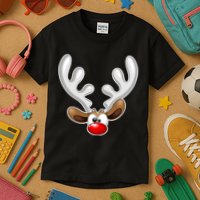 Christmas Red Nose Reindeer Face  Kids T-Shirt
