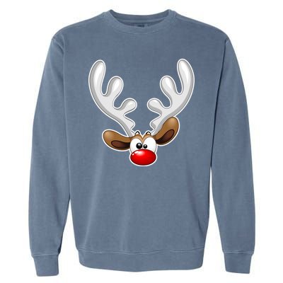 Christmas Red Nose Reindeer Face  Garment-Dyed Sweatshirt