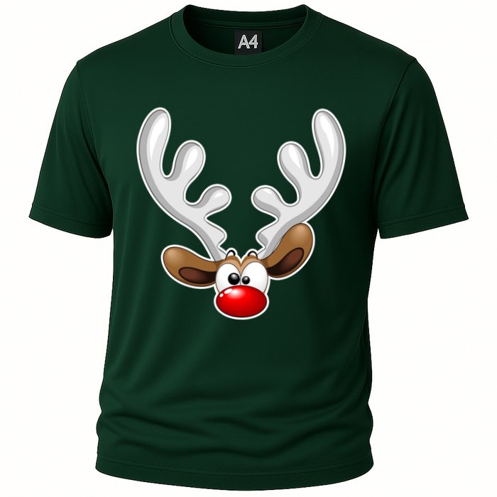 Christmas Red Nose Reindeer Face  Cooling Performance Crew T-Shirt