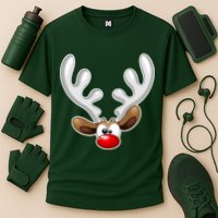 Christmas Red Nose Reindeer Face  Cooling Performance Crew T-Shirt