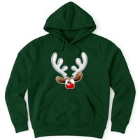 Christmas Red Nose Reindeer Face  Hoodie