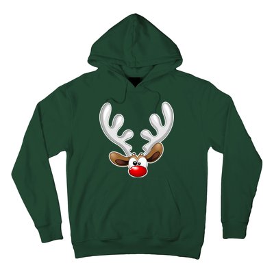 Christmas Red Nose Reindeer Face  Hoodie