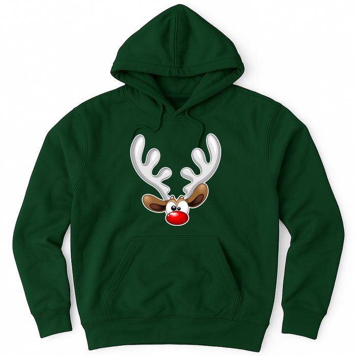 Christmas Red Nose Reindeer Face  Hoodie