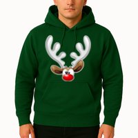 Christmas Red Nose Reindeer Face  Hoodie