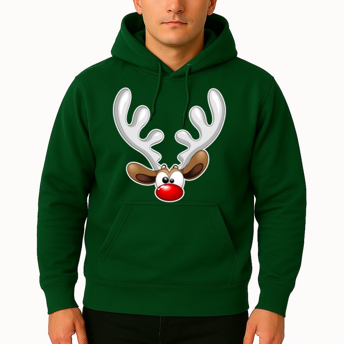 Christmas Red Nose Reindeer Face  Hoodie