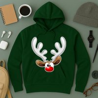 Christmas Red Nose Reindeer Face  Hoodie