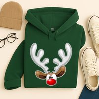 Christmas Red Nose Reindeer Face  Hoodie