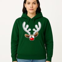 Christmas Red Nose Reindeer Face  Hoodie