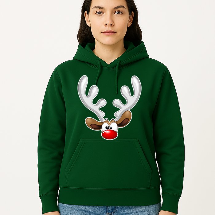 Christmas Red Nose Reindeer Face  Hoodie