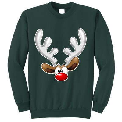 Christmas Red Nose Reindeer Face  Sweatshirt