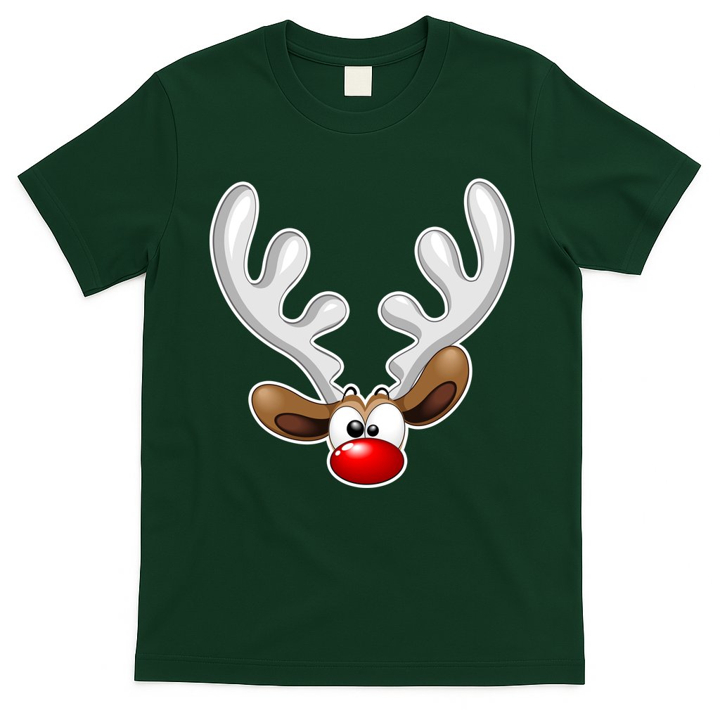 Christmas Red Nose Reindeer Face  T-Shirt