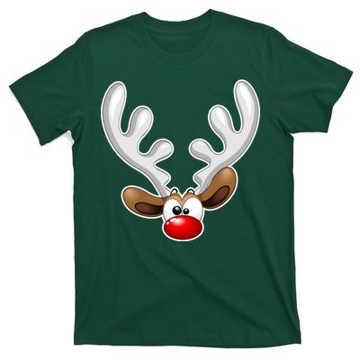 Christmas Red Nose Reindeer Face  T-Shirt