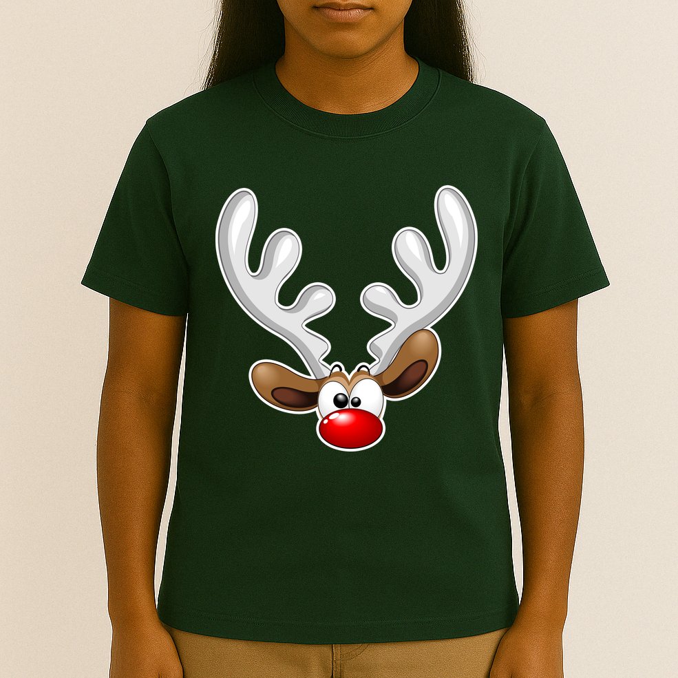Christmas Red Nose Reindeer Face  T-Shirt