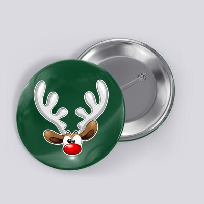 Christmas Red Nose Reindeer Face  Button