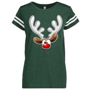 Christmas Red Nose Reindeer Face  Enza Ladies Jersey Football T-Shirt