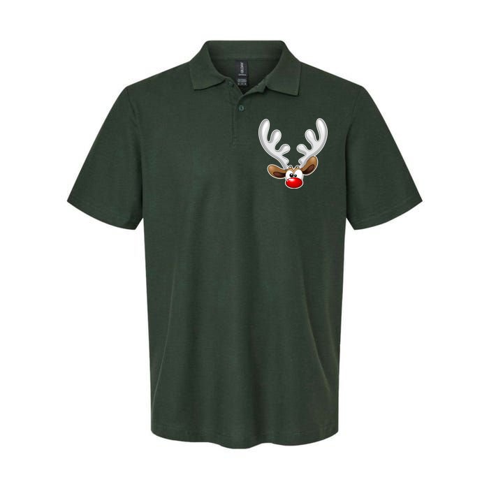 Christmas Red Nose Reindeer Face  Softstyle Adult Sport Polo