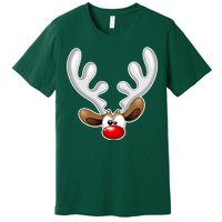 Christmas Red Nose Reindeer Face  Premium T-Shirt