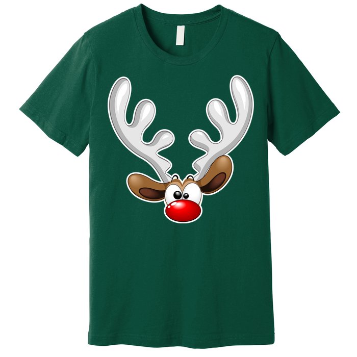 Christmas Red Nose Reindeer Face  Premium T-Shirt