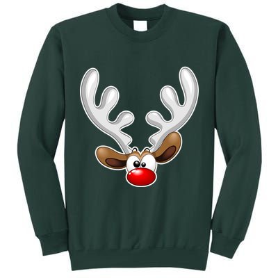 Christmas Red Nose Reindeer Face  Tall Sweatshirt