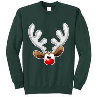 Christmas Red Nose Reindeer Face  Tall Sweatshirt