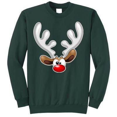 Christmas Red Nose Reindeer Face  Tall Sweatshirt