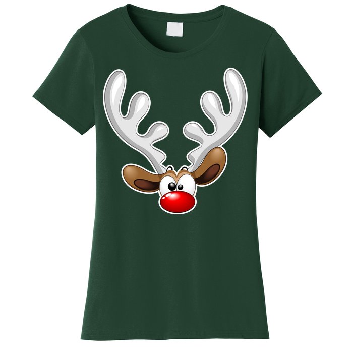 Christmas Red Nose Reindeer Face  Women's T-Shirt