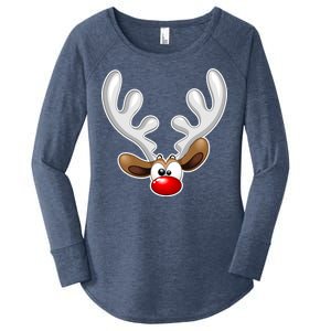 Christmas Red Nose Reindeer Face  Women's Perfect Tri Tunic Long Sleeve Shirt