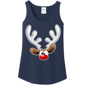 Christmas Red Nose Reindeer Face  Ladies Essential Tank