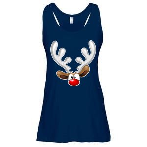 Christmas Red Nose Reindeer Face  Ladies Essential Flowy Tank