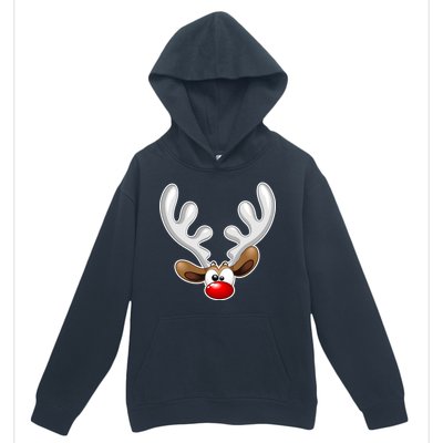 Christmas Red Nose Reindeer Face  Urban Pullover Hoodie