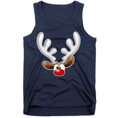 Christmas Red Nose Reindeer Face  Tank Top