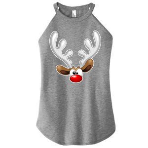 Christmas Red Nose Reindeer Face  Women's Perfect Tri Rocker Tank