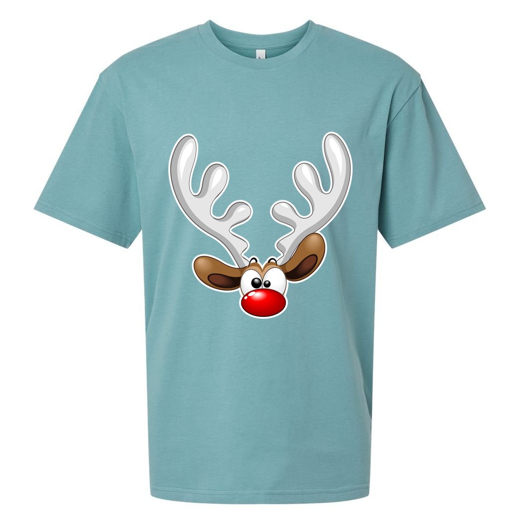 Christmas Red Nose Reindeer Face  Sueded Cloud Jersey T-Shirt