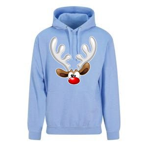 Christmas Red Nose Reindeer Face  Unisex Surf Hoodie