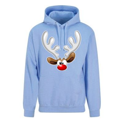 Christmas Red Nose Reindeer Face  Unisex Surf Hoodie