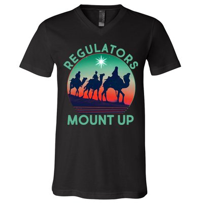 Christmas Regulars Mount Up Three Wise Men V-Neck T-Shirt