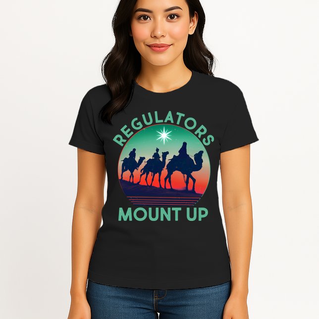 Christmas Regulars Mount Up Three Wise Men Womens T-Shirt