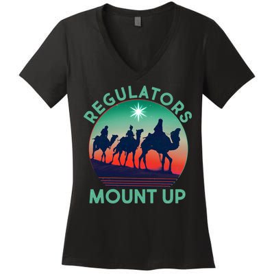 Christmas Regulars Mount Up Three Wise Men Women's V-Neck T-Shirt